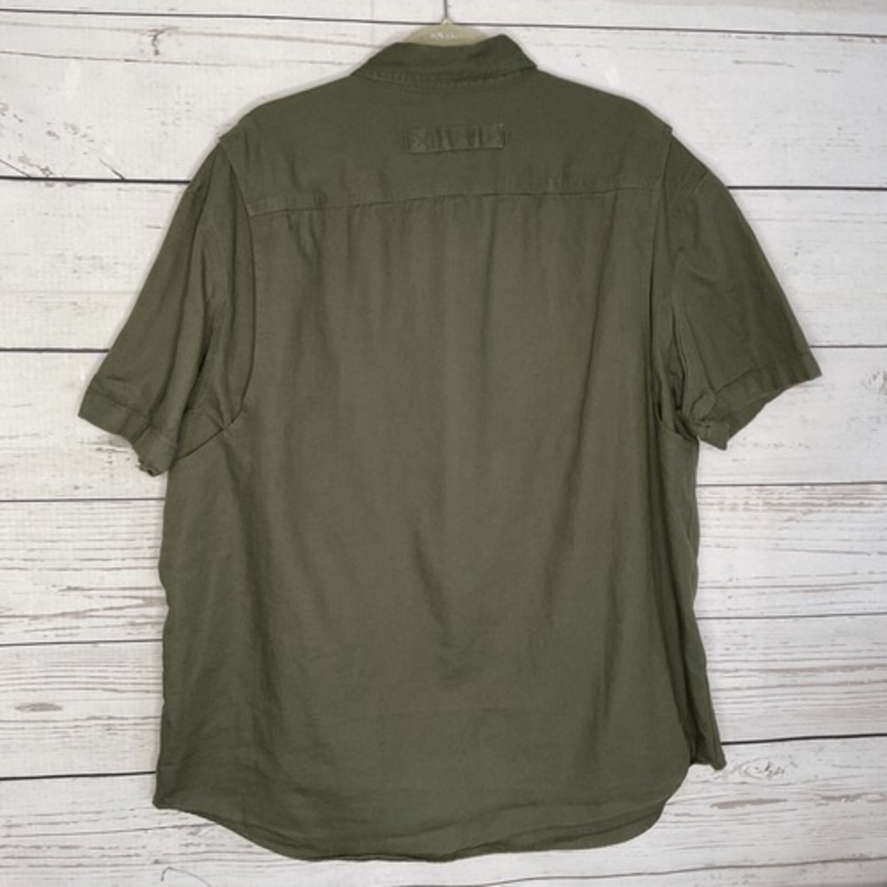 Men's Olive Casual Button Down Shirt - Picture 12 of 13